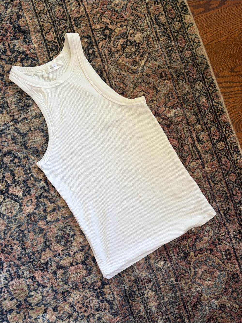 Anine Bing White Ribbed Scoop Tank
